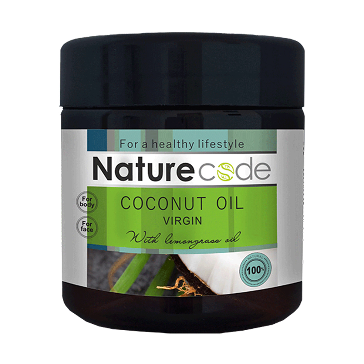 Уцінка! Натуральне кокосове масло для тіла Nature Code Coconut Oil Virgin з ефірною олією лемонграсу, 140 мл